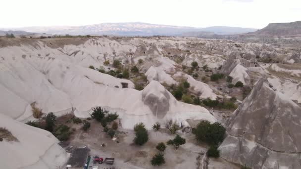 Capadócia vista aérea paisagem. A Turquia. Parque Nacional de Goreme — Vídeo de Stock