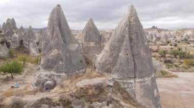Kapadokya hava manzarası. Hindi. Goreme Ulusal Parkı