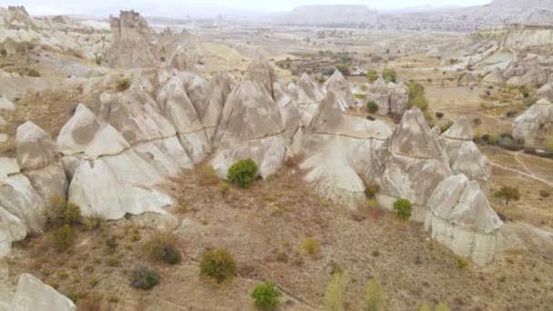 Capadócia vista aérea paisagem. A Turquia. Parque Nacional de Goreme — Vídeo de Stock