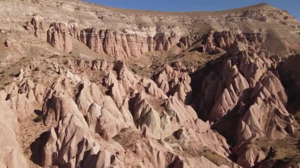 Capadócia vista aérea paisagem. A Turquia. Parque Nacional de Goreme — Vídeo de Stock