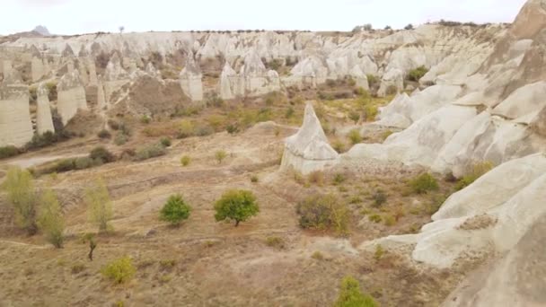 Widok z lotu ptaka na Cappadocia. Turcja. Park Narodowy Goreme — Wideo stockowe