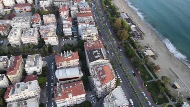 Alanya, Turkiet - en semesterort vid stranden. Flygbild — Stockvideo