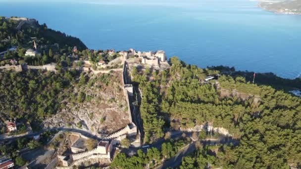 Castello di Alanya - Vista aerea di Alanya Kalesi. Turchia — Video Stock