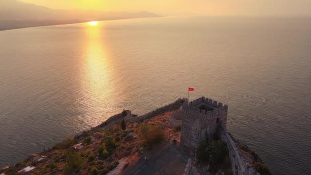 Castillo de Alanya - Alanya Kalesi vista aérea. Turquía — Vídeo de stock