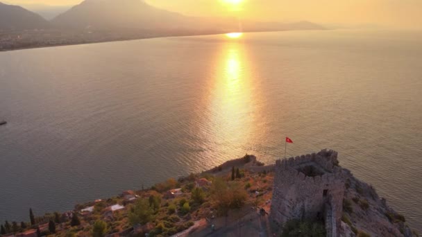 Alanya Castle - Alanya Kalesi aerial view.土耳其 — 图库视频影像