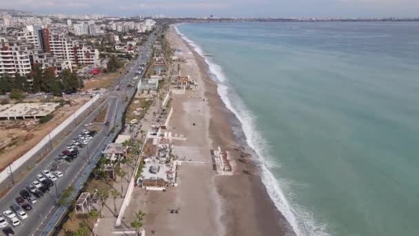 Antalya, Turkije - een badplaats aan de kust. Luchtzicht — Stockvideo