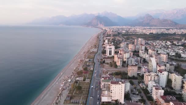 Antalya, Turkey - a resort town on the seashore. Aerial view — Stock Video