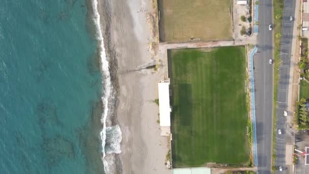 Vista aerea della spiaggia nella località balneare. Turchia — Video Stock