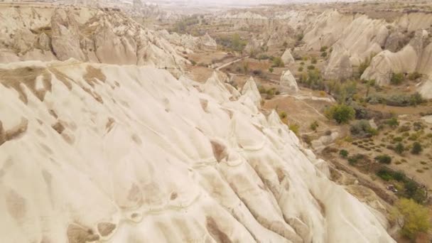 Kappadokien landskap antenn utsikt. Turkiet. Goreme National Park — Stockvideo