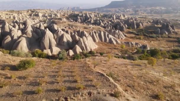 Cappadocia landscape aerial view. Turkey. Goreme National Park — Stock Video