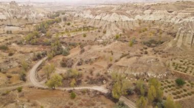 Kapadokya hava manzarası. Hindi. Goreme Ulusal Parkı