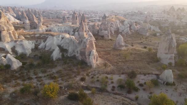 Kappadokien landskap antenn utsikt. Turkiet. Goreme National Park — Stockvideo