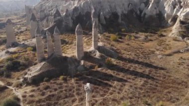 Kapadokya hava manzarası. Hindi. Goreme Ulusal Parkı