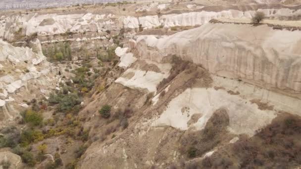 Cappadocië landschap uitzicht vanuit de lucht. Turkije. Nationaal park Goreme — Stockvideo