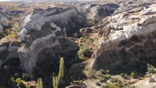 Widok z lotu ptaka na Cappadocia. Turcja. Park Narodowy Goreme — Wideo stockowe