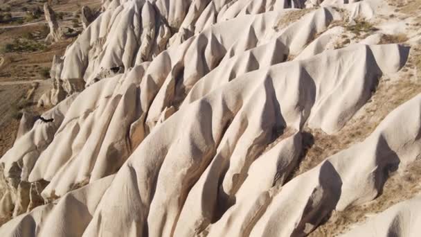 Capadócia vista aérea paisagem. A Turquia. Parque Nacional de Goreme — Vídeo de Stock