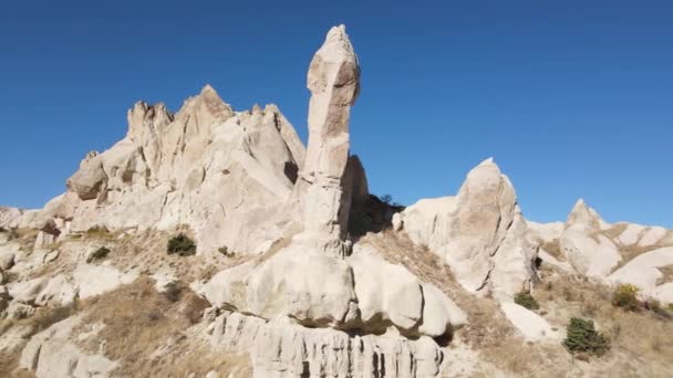 Capadócia vista aérea paisagem. A Turquia. Parque Nacional de Goreme — Vídeo de Stock