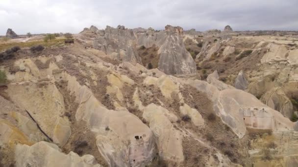 Kappadokien Landschaft Luftaufnahme. Türkei. Goreme-Nationalpark — Stockvideo