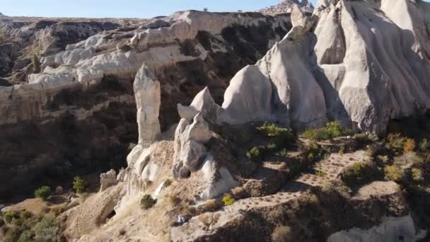 Kappadokia krajina letecký pohled. Krocan. Národní park Goreme — Stock video