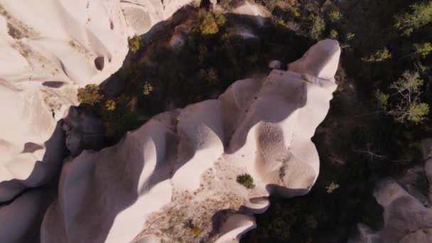 Capadócia vista aérea paisagem. A Turquia. Parque Nacional de Goreme — Vídeo de Stock