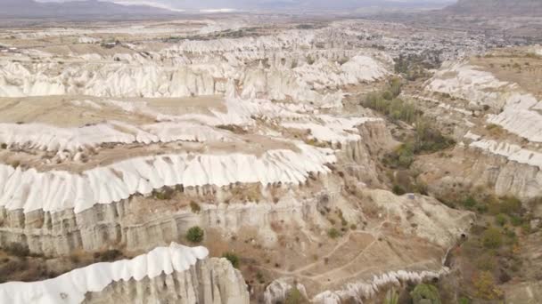 Cappadocië landschap uitzicht vanuit de lucht. Turkije. Nationaal park Goreme — Stockvideo