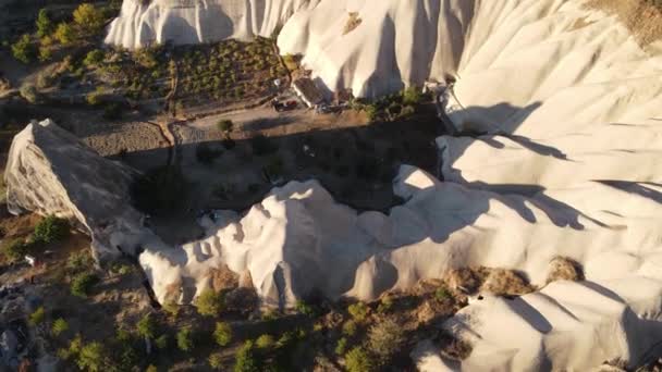 Capadócia vista aérea paisagem. A Turquia. Parque Nacional de Goreme — Vídeo de Stock