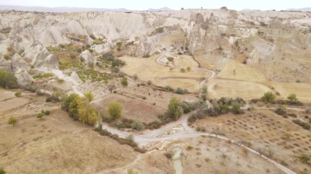 Kappadokien Landschaft Luftaufnahme. Türkei. Goreme-Nationalpark — Stockvideo