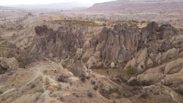 Kapadokya hava manzarası. Hindi. Goreme Ulusal Parkı — Stok video