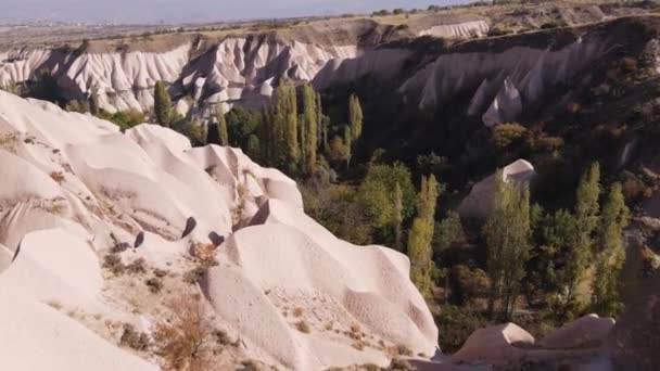 Kappadokien Landschaft Luftaufnahme. Türkei. Goreme-Nationalpark — Stockvideo