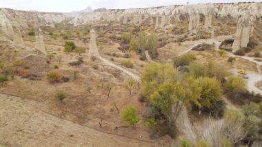 Kapadokya hava manzarası. Hindi. Goreme Ulusal Parkı