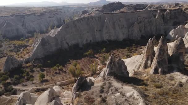 Αεροφωτογραφία τοπίου Καππαδοκίας. Τουρκία. Εθνικό Πάρκο Goreme — Αρχείο Βίντεο