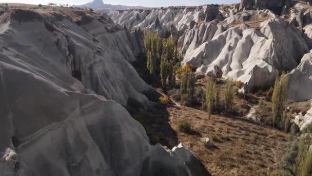 Cappadocië landschap uitzicht vanuit de lucht. Turkije. Nationaal park Goreme — Stockvideo