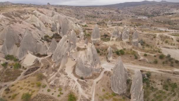 Pemandangan Cappadocia udara. Turki. Taman Nasional Goreme — Stok Video