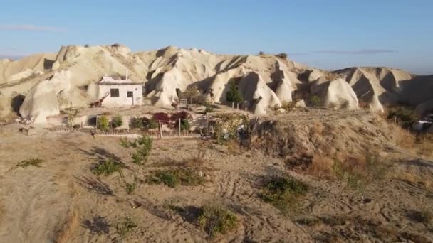 Kappadokien landskap antenn utsikt. Turkiet. Goreme National Park — Stockvideo