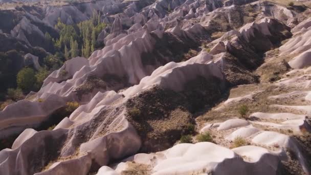 Cappadocië landschap uitzicht vanuit de lucht. Turkije. Nationaal park Goreme — Stockvideo