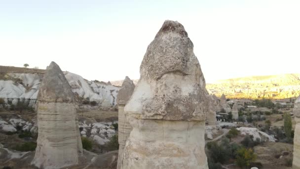 Kappadokien Landschaft Luftaufnahme. Türkei. Goreme-Nationalpark — Stockvideo