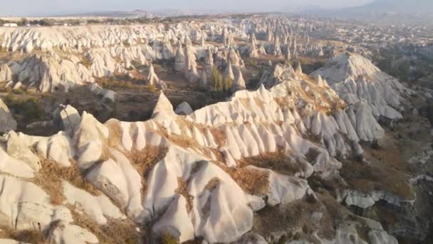 Kappadokien landskap antenn utsikt. Turkiet. Goreme National Park — Stockvideo