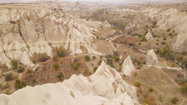 Cappadocia landscape aerial view. Turkey. Goreme National Park — Stock Video