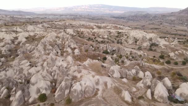 Capadócia vista aérea paisagem. A Turquia. Parque Nacional de Goreme — Vídeo de Stock