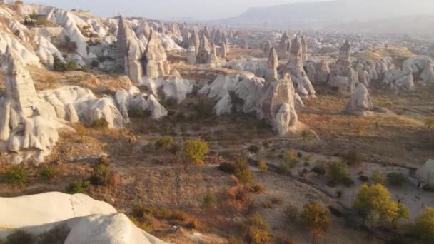 Kappadokien landskap antenn utsikt. Turkiet. Goreme National Park — Stockvideo