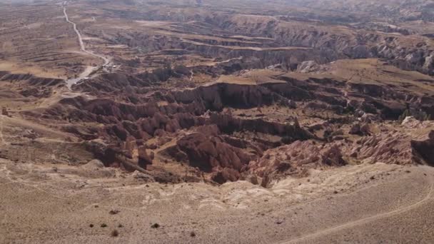 Cappadocia landscape aerial view. Turkey. Goreme National Park — Stock Video