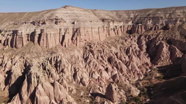 Capadócia vista aérea paisagem. A Turquia. Parque Nacional de Goreme — Vídeo de Stock