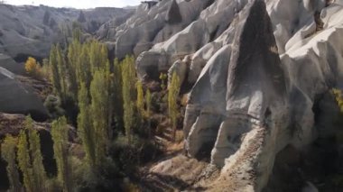 Kapadokya hava manzarası. Hindi. Goreme Ulusal Parkı