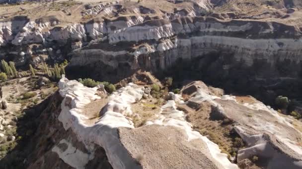 Capadócia vista aérea paisagem. A Turquia. Parque Nacional de Goreme — Vídeo de Stock