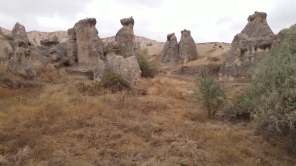 Capadocia vista aérea del paisaje. Pavo. Parque Nacional Goreme — Vídeos de Stock