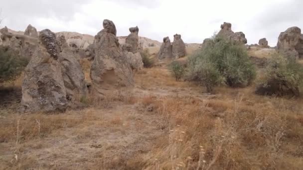 Capadocia vista aérea del paisaje. Pavo. Parque Nacional Goreme — Vídeos de Stock