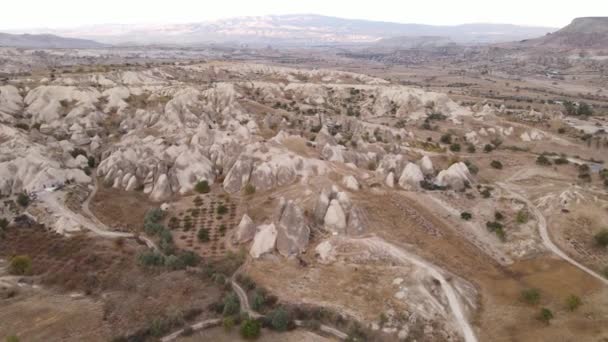 Kappadokien Landschaft Luftaufnahme. Türkei. Goreme-Nationalpark — Stockvideo