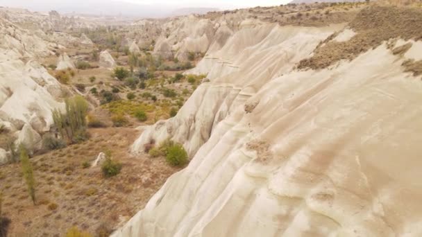 Cappadocië landschap uitzicht vanuit de lucht. Turkije. Nationaal park Goreme — Stockvideo