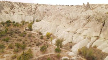 Kapadokya hava manzarası. Hindi. Goreme Ulusal Parkı