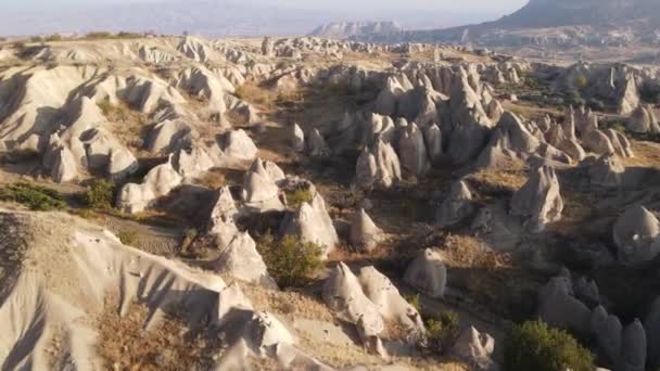 Capadócia vista aérea paisagem. A Turquia. Parque Nacional de Goreme — Vídeo de Stock
